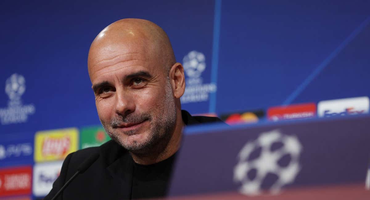 Pep Guardiola en rueda de prensa.