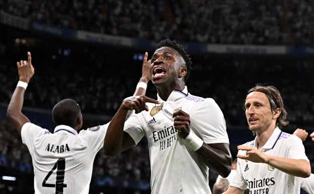 Vinicius celebra el 1-0 al City.  REUTERS