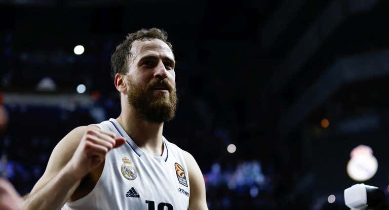 Sergio Rodríguez celebra la victoria del Madrid.