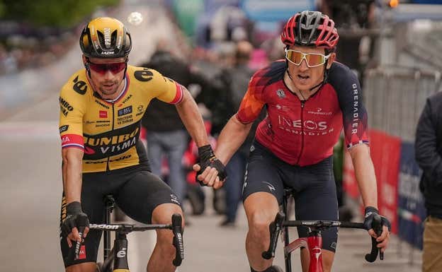 Primoz Roglic y Geraint Thomas, aliados de circunstancias en el Giro de Italia 2023.  RCS