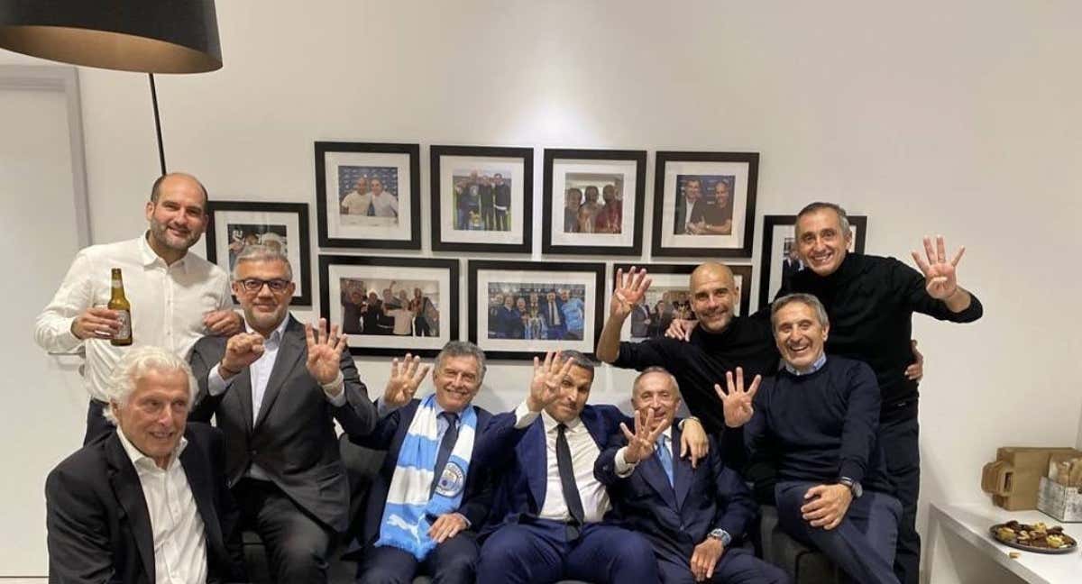 La cúpula del Manchester City celebrando su pase a la final./IG Manel Estiarte