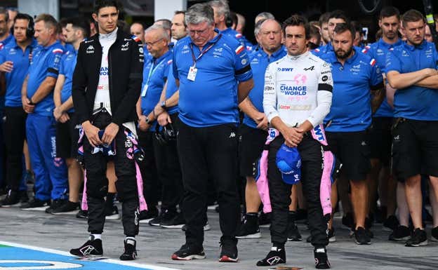 Ocon, Szafnauer y Alonso, el año pasado antes de un Gran Premio.  Getty