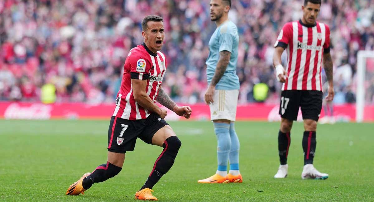 Berenguer celebra con rabia el gol de la victoria ante el Celta./Getty Images