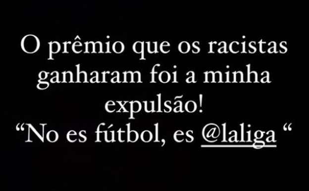 Story de Vinicius en Instagram al acabar el partido.