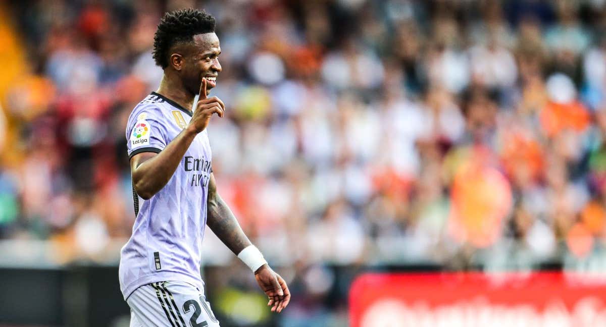 Vinicius Jr. durante el partido de Mestalla en el que resultó expulsado.
