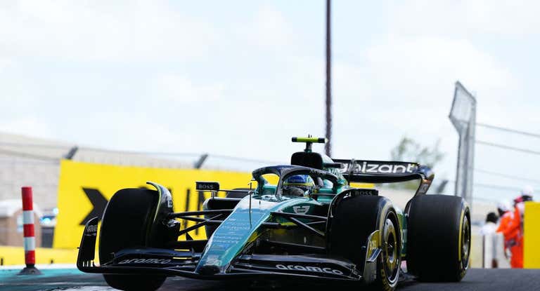 El Aston Martin de Fernando Alonso durante el Gran Premio de Miami.