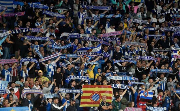 La grada del RCDE Stadium durante el Espanyol-Atlético de Madrid. AFP