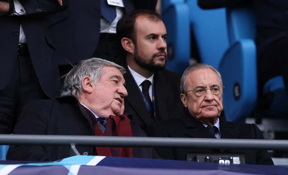 Florentino Pérez, en un palco sin la Reina ni Cerezo para la final de Copa