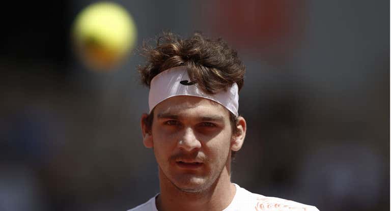 Thiago Seyboth Wild, durante su debut en Roland Garros 2023.
