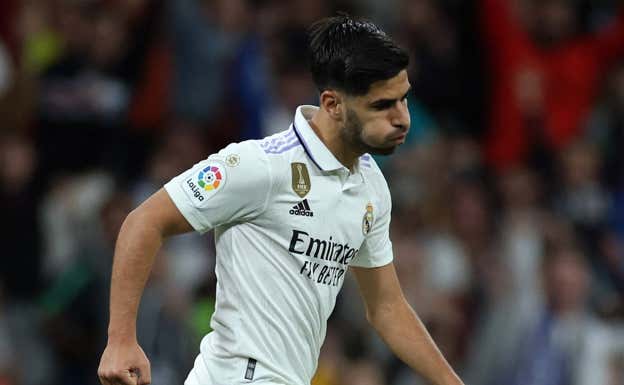 Asensio celebra su gol al Getafe, el último con la camiseta del Madrid.  REUTERS