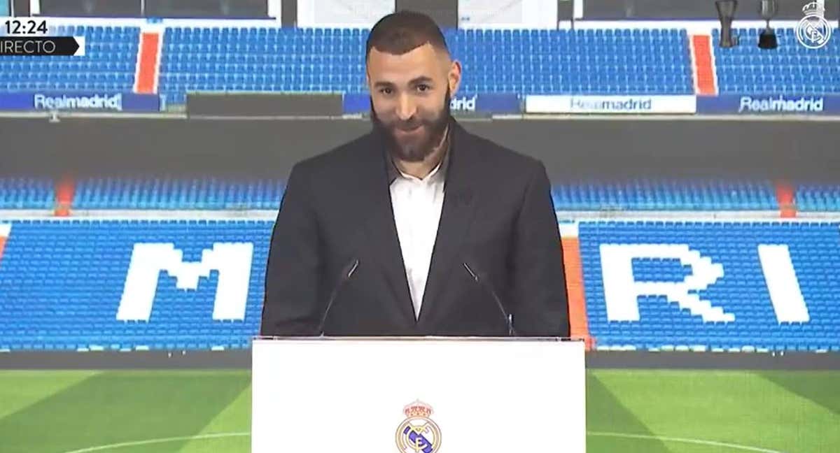 Benzema, durante el acto.