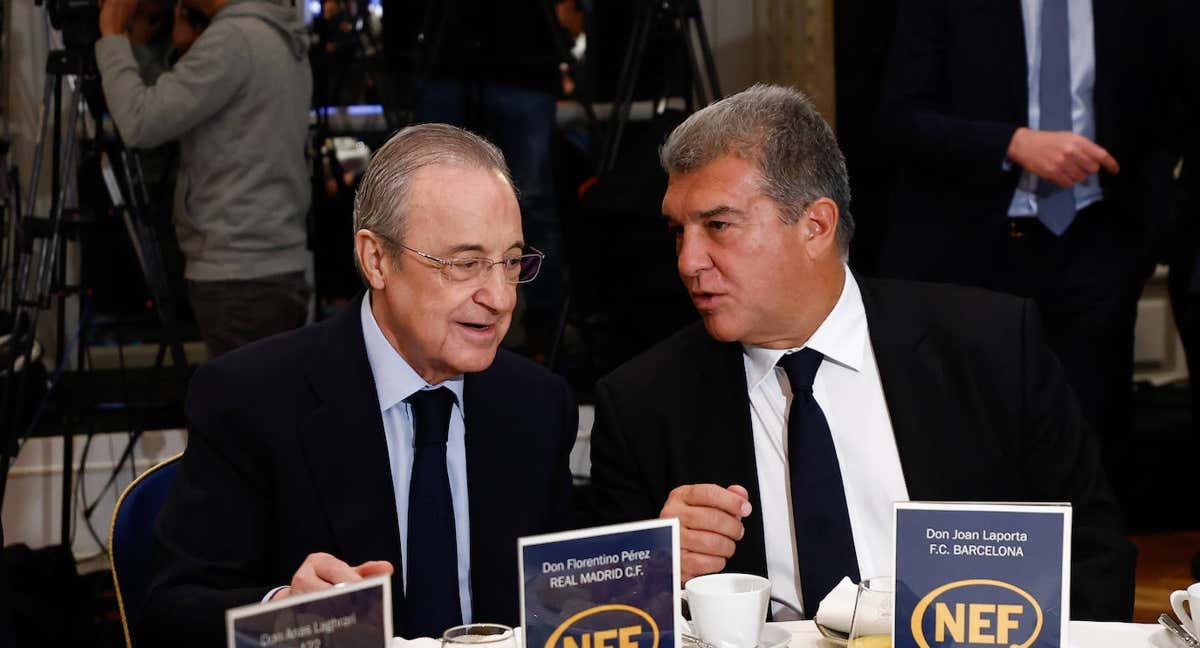 Florentino Pérez y Joan Laporta, en un evento de Superliga./EP