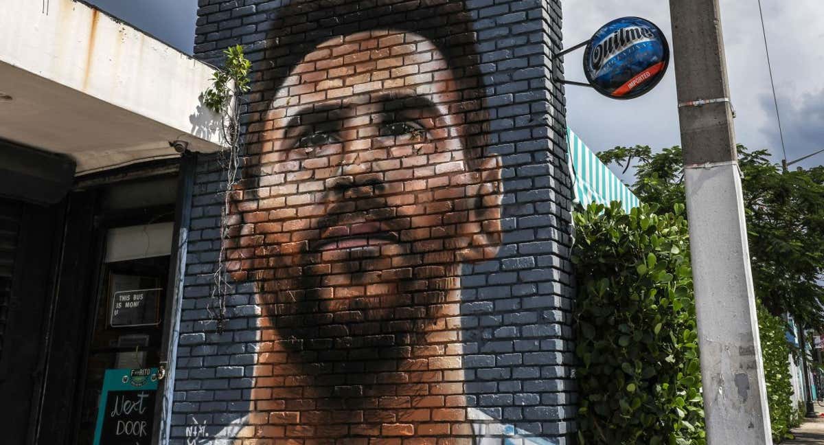 Un mural de Messi en Miami./AFP