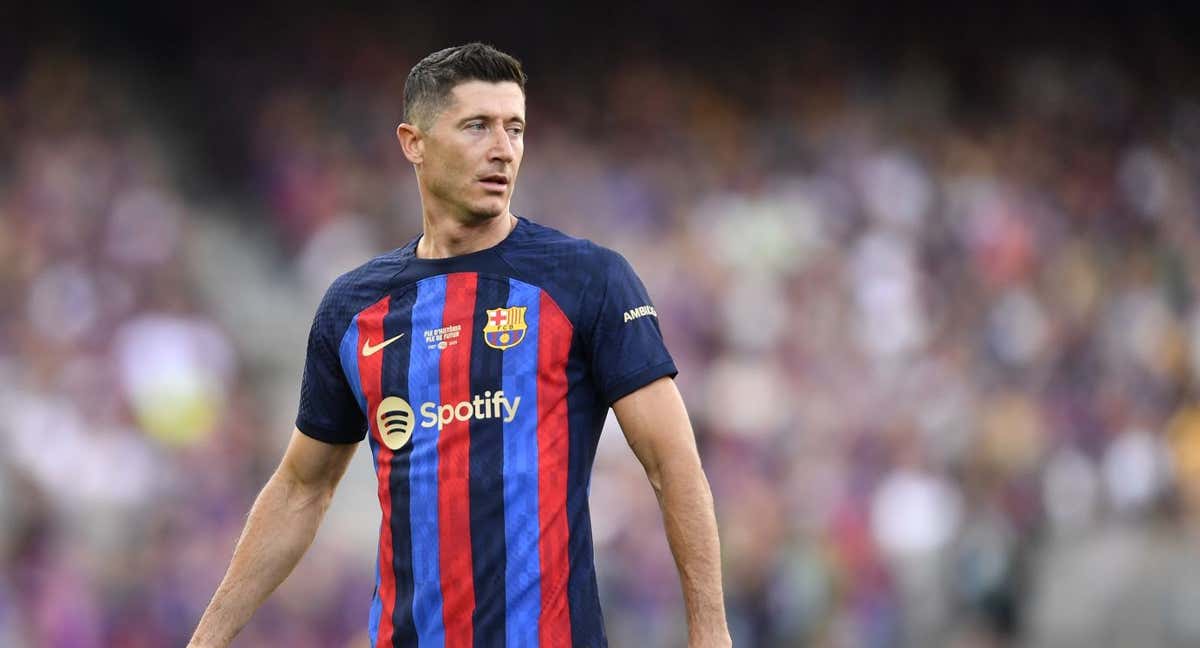 Lewandowski ha marcado 33 goles en su primera temporada en el Barcelona./AFP