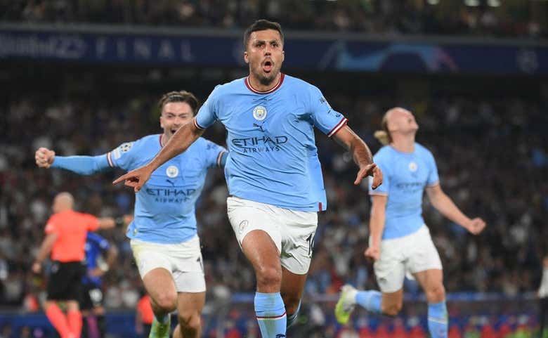 Rodri, celebrando el gol que le ha dado al Manchester City la victoria en la final de la Champions League FRANCK FIFE / AFP