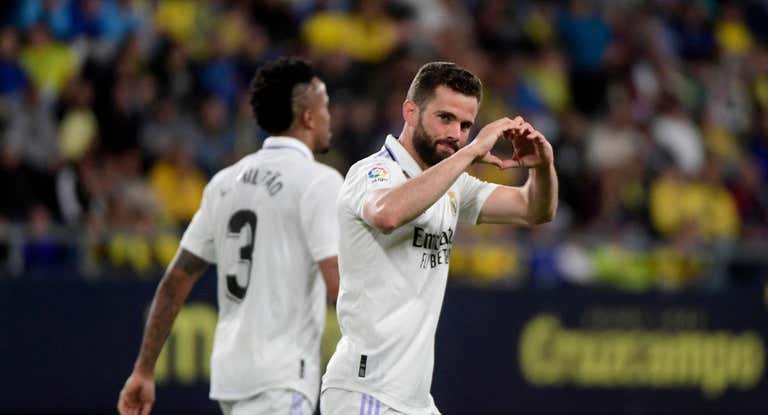 Nacho celebra su gol al Cádiz de esta temporada.