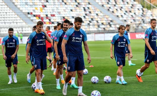 Los jugadores de Croacia durante un entrenamiento.  AFP