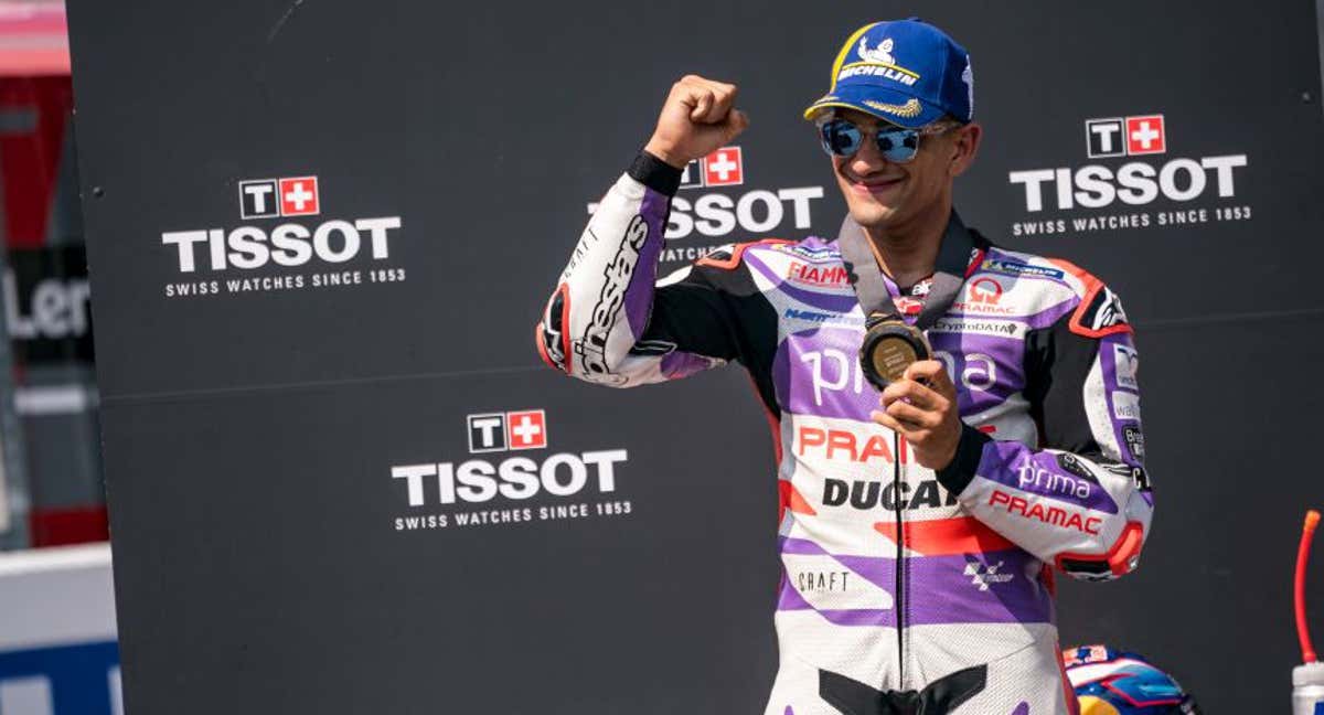 Jorge Martín celebra su primer puesto en el sprint del GP de Alemania. GETTY/