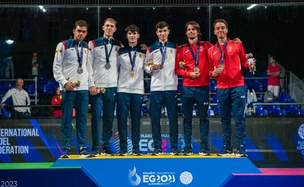 Podio completo de categoría masculina.  FIP