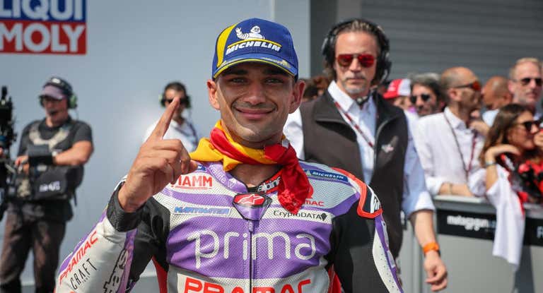 Jorge Martín tras conseguir la victoria en el Gran Premio de Alemania.