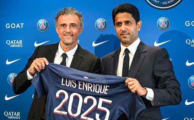 Al-Khelaïfi con Luis Enrique. AFP