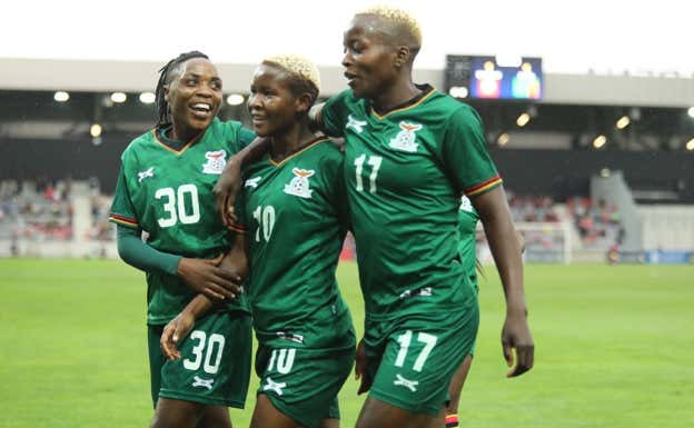 Jugadoras de Zambia durante el encuentro ante Suiza.  FAZ