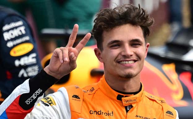 Lando Norris, tras lograr el segundo puesto en el GP de Gran Bretaña.  EFE