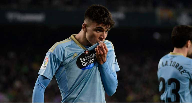 Gabri Veiga celebra un gol con el Celta.