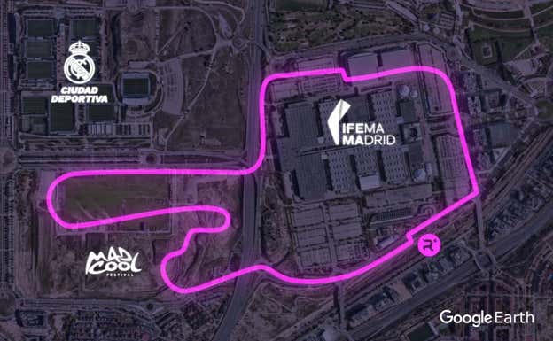 Diseño del circuito de Madrid para la Fórmula 1 según las informaciones de Relevo.  RELEVO/Sergio Cerqueira