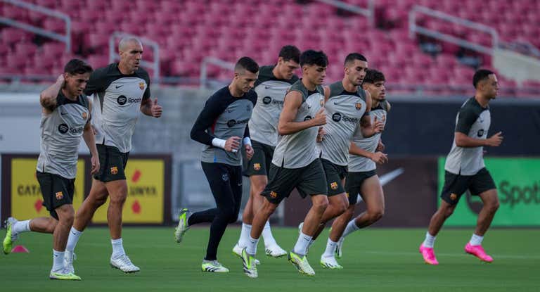 Entrenamiento del Barça durante la pretemporada