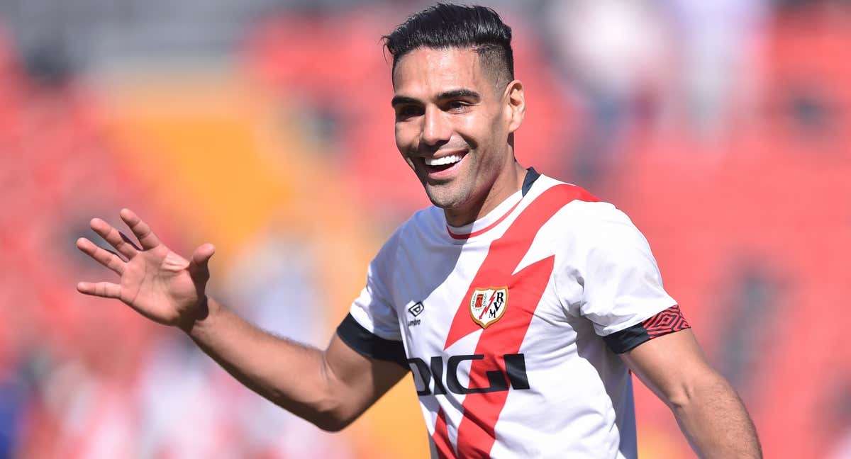 Falcao celebra un gol con el Rayo.
