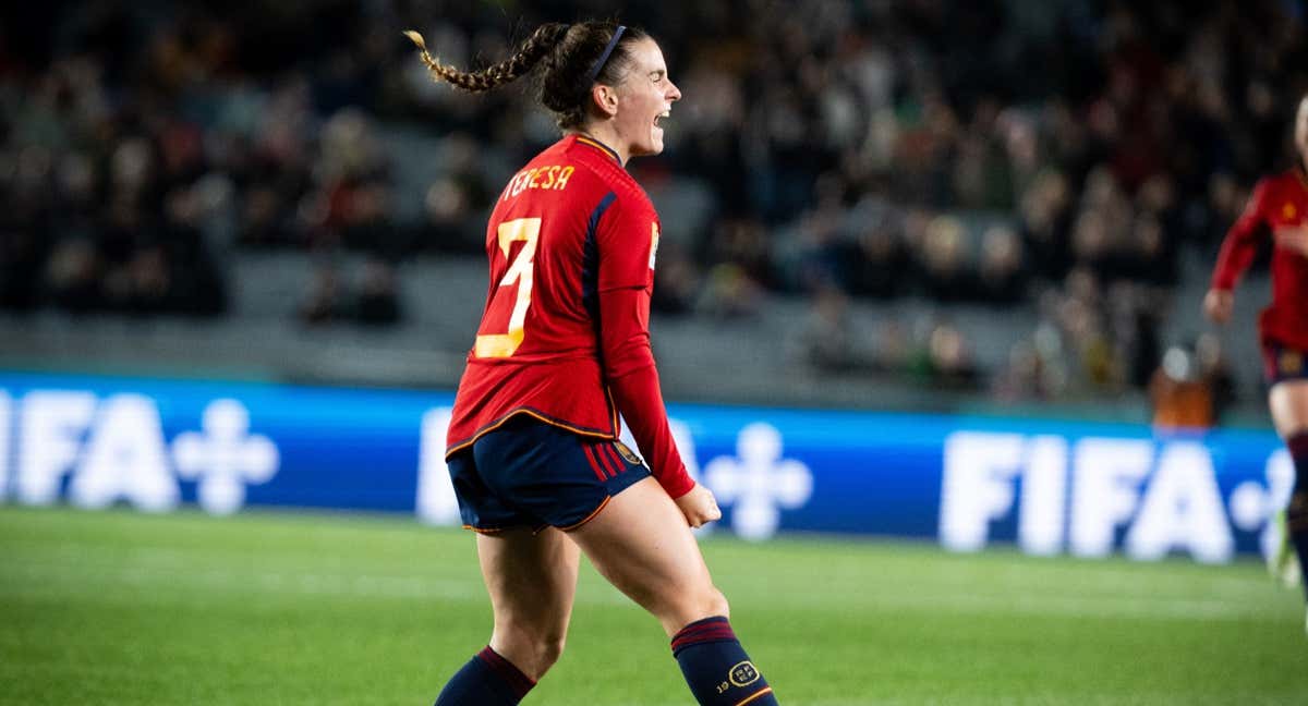 Tere Abelleira celebrando su gol.
