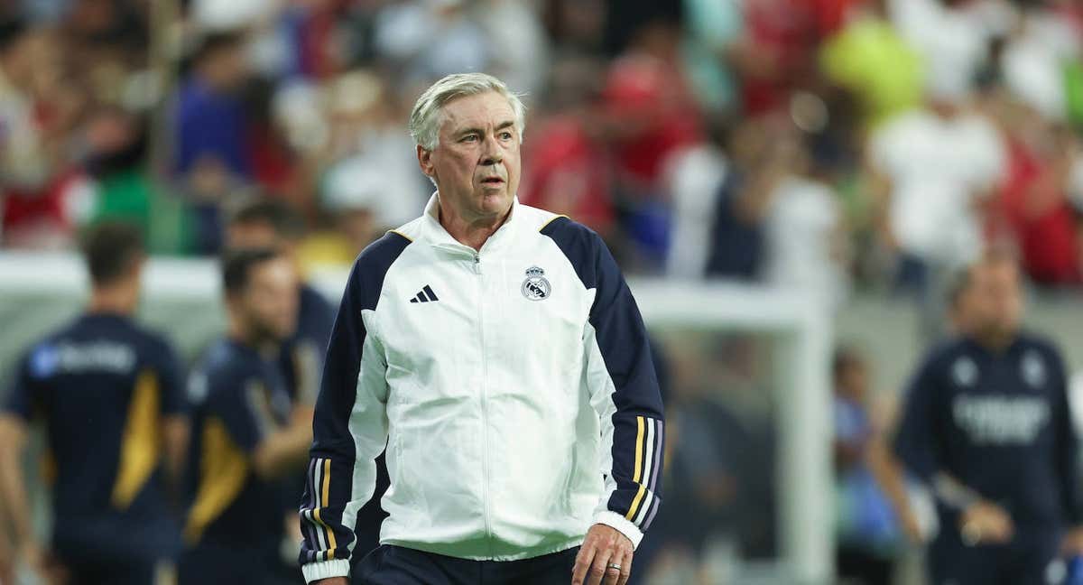 Carlo Ancelotti, durante el Real Madrid-Manchester United./Getty