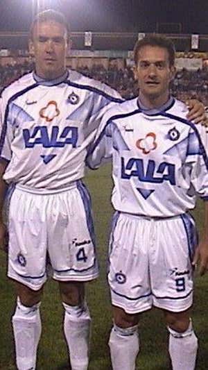 Bango y Manjarín, en el Atlético Celaya en 2001.  EFE