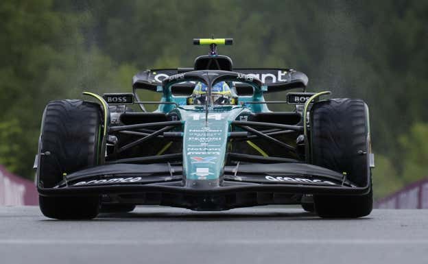 Fernando Alonso, durante la clasificación del GP de Bélgica 2023.  Aston Martin