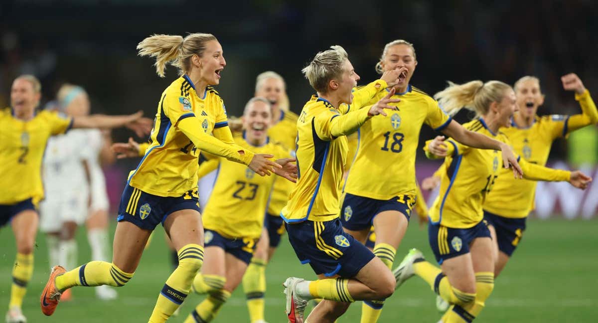Suecia celebra la victoria ante Estados Unidos.