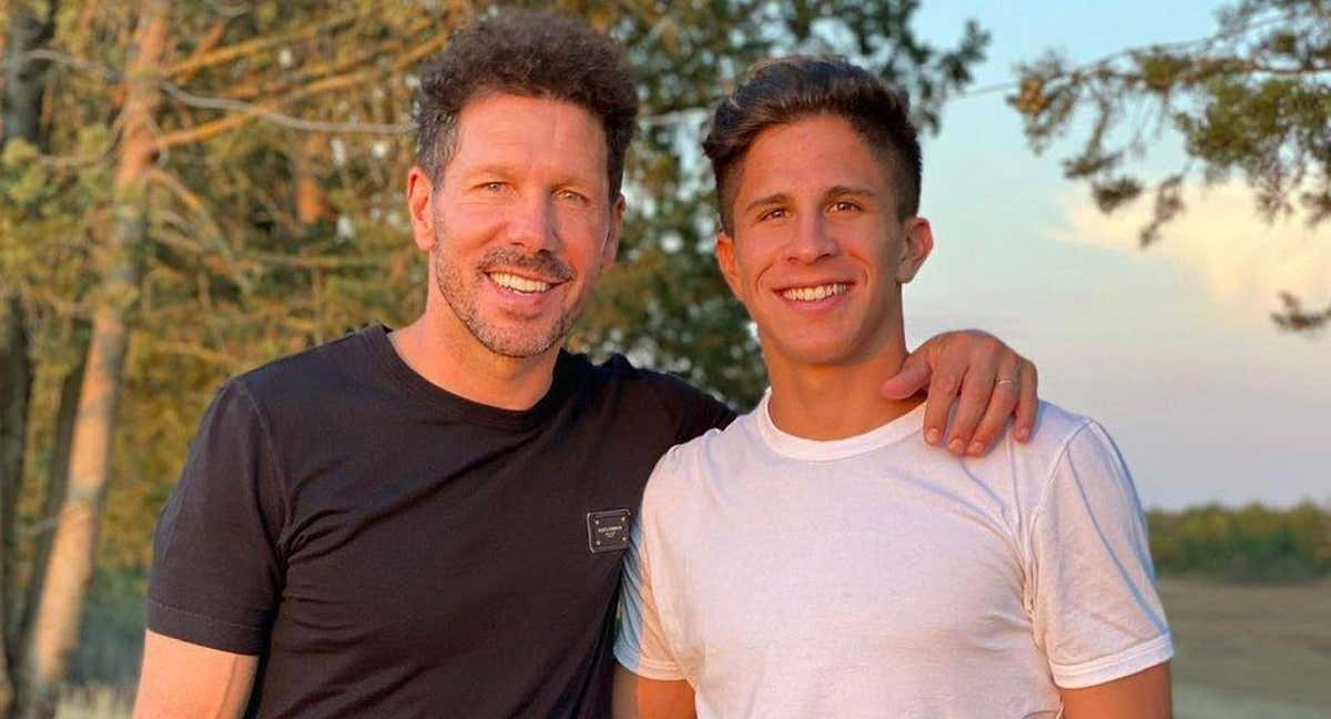 El Cholo Simeone, con su hijo Giuliano. /INSTAGRAM