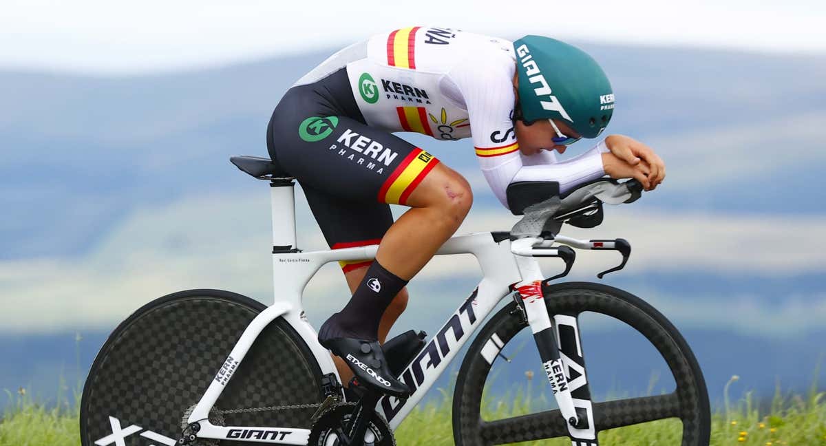 Raúl García Pierna, durante la contrarreloj de hoy, disputada en Stirling. /RFEC / SPRINT CYCLING