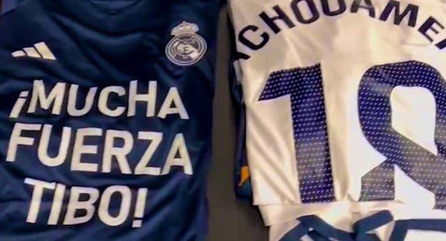 El Real Madrid le muestra su cariño a Courtois con camisetas de apoyo a ‘Tibo’