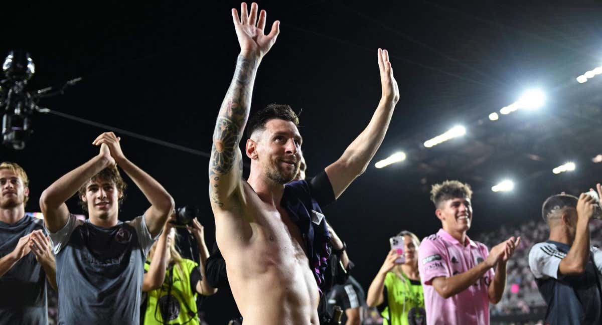 Messi celebra la victoria ante Charlotte por 4-0 en la Leagues Cup. /Reuters