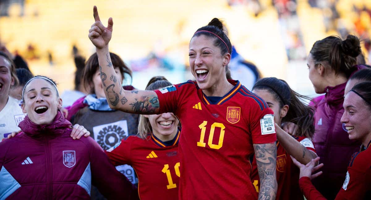 Jenni Hermoso celebrando el pase a las semifinales.