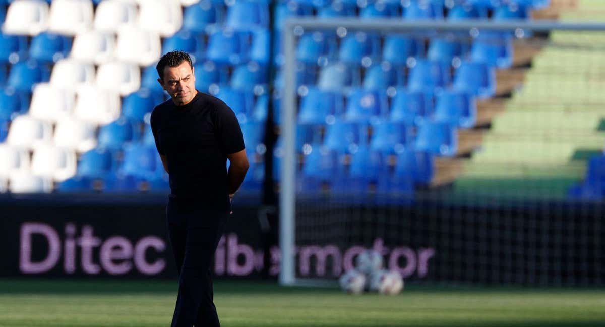 Xavi, en el Coliseum./AFP