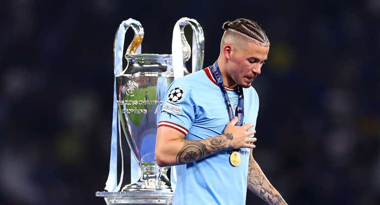 Kalvin Phillips tras ganar la última Champions League.