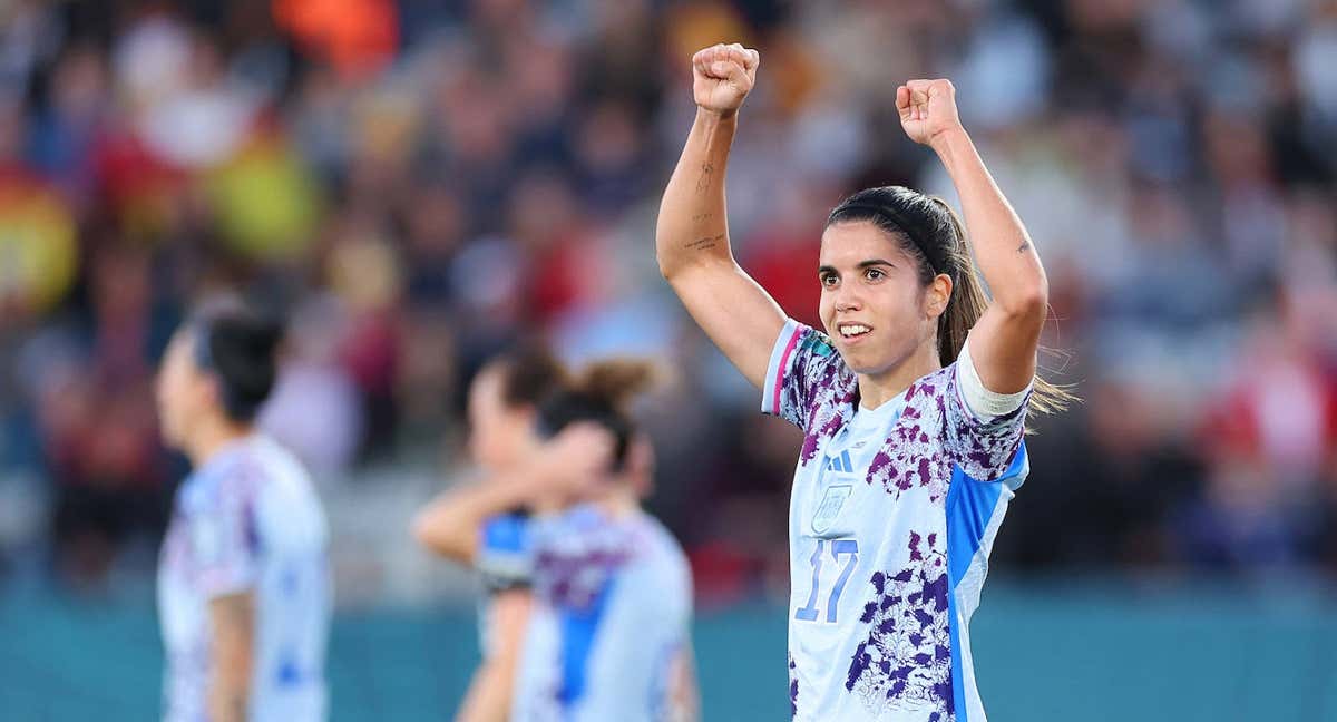 Alba Redondo tras el triunfo ante Suecia en las semifinales del Mundial. / Alex Grimm/Getty Images