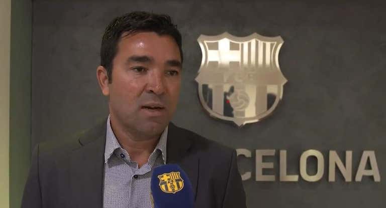 Deco atiende a los medios del club culé.