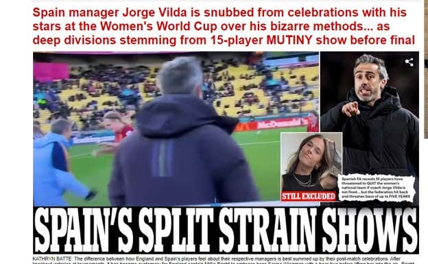 Así se pintaba este jueves la portada del Daiy Mail, con la imagen de Vilda y la de Mapi León Daily Mail