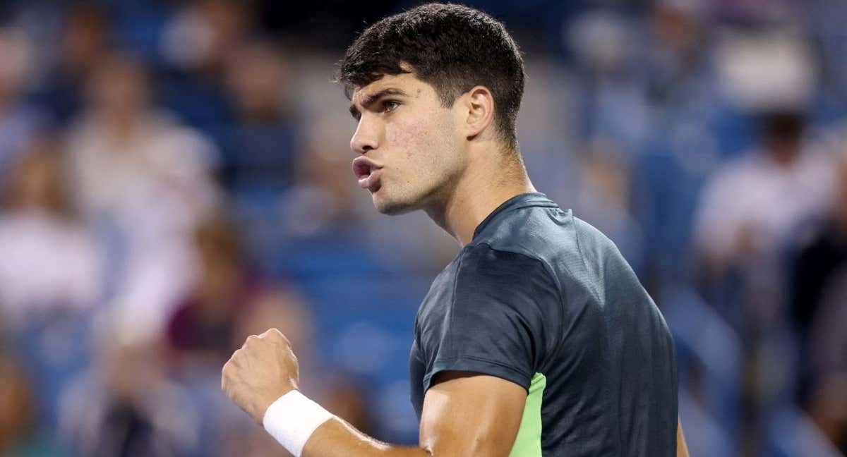 Alcaraz celebra un punto en Cincinnati./AFP