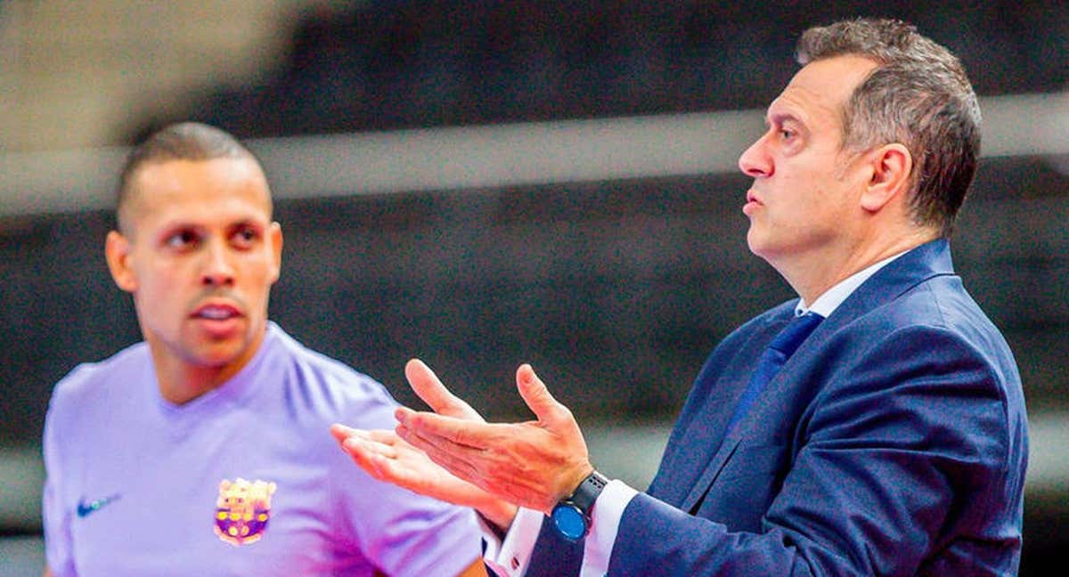 Ferrao y Jesús Velasco en un partido del Barça de la pasada temporada. /FCB SALA