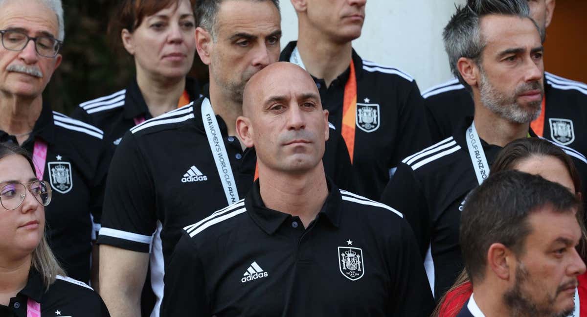 Luis Rubiales y Jorge Vilda, en la recepción del presidente del Gobierno.