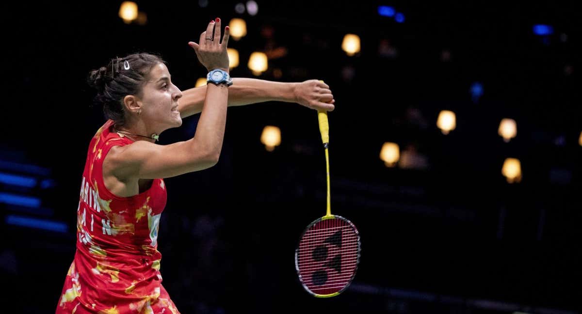Carolina Marín jugando el Mundial. /EFE